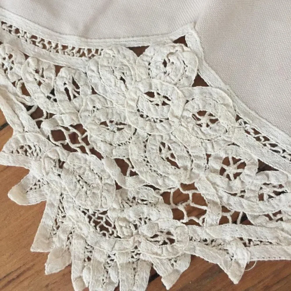 Curtain Valance Vintage White Cotton Floral  19x84